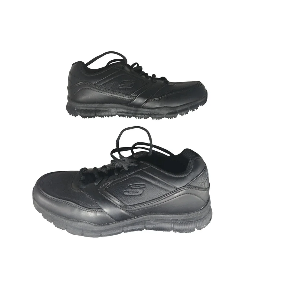 Skechers Work Slip Resistant EH Mens Black Leather Lace Up Shoes Size 7 Wide Fit